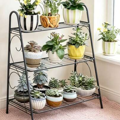 Support à fleurs de balcon à plusieurs niveaux, étagère de rangement au sol en fer pour la maison, support organisateur de plantes en pot minimaliste moderne