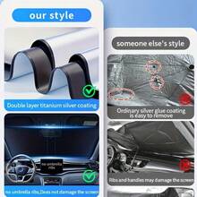 1pc Portable Car Windshield Sun Shade, Universal Foldable Front Window Sunshade, Prevent Overheating, Heat Insulation, Suitable For Sedan, SUV, Truck, Blocks UV Rays, Summer Car Accessory - Multicolor - View 5