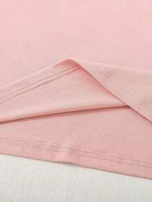 Women's Solid Color Crew Neck Short Sleeve T-Shirt - 老玫瑰 - 查看 4