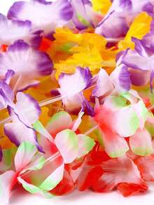 24pcs Hawaiian Themed Party Decoration Set, Including Tropical Flower Necklace, Bracelet, Hair Clips, Suitable For Summer Beach Party Decor And Gifts - Multicolor - View 7