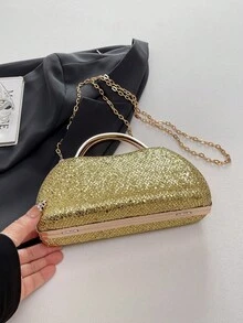 闪亮水钻手提包,优雅女士时尚链条单肩包,派对晚礼服配饰,独特手拿包,可装手机、口红、耳机等 - 金色 - 查看 9