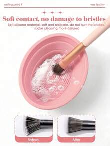20/1 Silicone Makeup Brush Cleaning Bowl, Foldable Makeup Brush Cleaning Mat, Used For Cleaning And Drying Makeup Tools, Portable Brush Cleaner, Reusable Drying And Cleaning Box, Suitable For Beauty Lovers, Suitable For Cleaning Makeup Brushes - Foldable - View 6