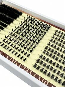 150D Extra Long Spiky Cluster Lower False Eyelashes, 6-18mm Length, D/DD Curl, 270pcs/Set, Fluffy Individual Eyelashes, DIY Lash Extension, Cartoon Style, Mink Fur Material, Suitable For Various Makeup Looks - D+ - 查看 5