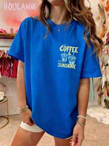 Tropicoqueta OutfitsFort Worth, Texas East. 1849 Cowboy Horse Desert Landscape Graphic T-Shirt - Casual Crew Neck Cotton Tees, Summer Breathable, Per - 藍色2 - 查看 2