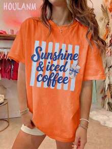 Tropicoqueta OutfitsFort Worth, Texas East. 1849 Cowboy Horse Desert Landscape Graphic T-Shirt - Casual Crew Neck Cotton Tees, Summer Breathable, Per - 珊瑚橙 2 - 查看 11