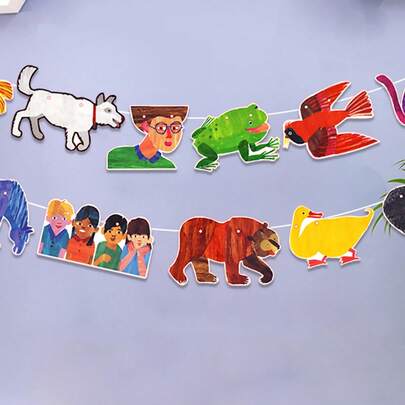 Quixorblex 11Pcs Set Brown Bear Themed Colorful Flags,Montessori Apron Interactive Teaching Props,Performance & Drama Aids,Classroom Learning Activity Tools,Teaching Aids,Stationery,Learning Supplies,Festival Party Decor,Parent-Child Interactive Accessories,Back To School