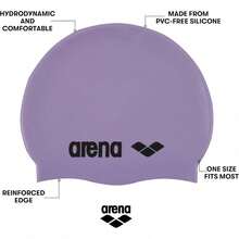Arena Classic Soft Silicone Swim Cap, Unisex, Suitable For Intense Training, Comfortable Non-Slip, Suitable For Long Hair Swimming - Red - View 7