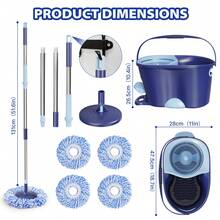 MYSPRI Spin Mop And Bucket With Wringer Set, 4 Microfiber Mop Heads,360° Floor Cleaner Hardwood Tile Heavy Duty System - 1 - 查看 5