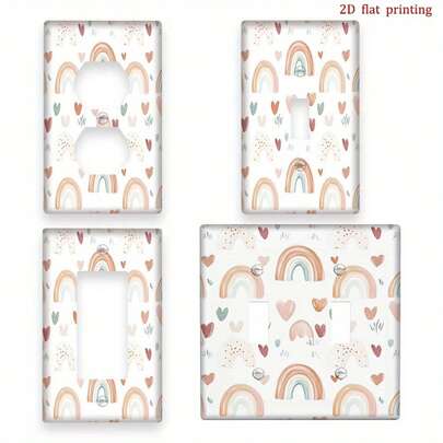 1 pièce Couvercle de plaque d'interrupteur bohème - Imprimé 2D, durable et facile à installer, décoration pour la maison et le avec un design de papillon et de cactus pastel