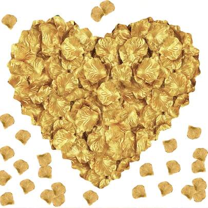 500/1000/2000 Pcs Gold Artificial Rose Petals, Romantic Handmade Flowers, Suitable For Weddings, Parties, Room Decor, Home Decor, Birthday Decor, Table Centerpieces, Valentine's Day Gifts