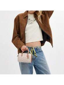 Rowan Series Women Handbag, Shoulder Bag, Crossbody Bag, Boston Bag, Genuine Leather Purse - Apricot - View 6