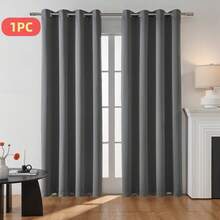 1PC/2PCS High Blackout UV Resistant Polyester Curtains, Grommet Top, Non-Bleachable Plain Weave, Bedroom Art Theme, Solid Color High Blackout Thermal Insulation, Noise Reduction - Perfect For Bedroom Curtains, Living Room Curtains And Room Divider Curtains, Farmhouse And School Sleep Curtains, Darker Colors Provide Better Blackout Effect - Grey - View 25