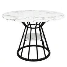 Dining Set (5 Pieces), Round Dining Table, 100 X 100 X 76 Cm Dining Table (Incl. 4 Chairs), Round Coffee Table For 4 People, Velvet Chair (Incl. Dining Table With Marble Top), Black Chair - Black - View 6
