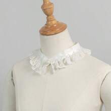 1 pieza Cuello falso de mujer con dobladillo con volantes y decoración de perlas - Blanco - Ver 6