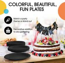 Exquisite Party Solids Black Plastic Plates For Party Supplies 7" Black Disposable Plates Heavy Duty 50 Pcs Plastic Dinnerware Sets Heavy Duty 350 GSM Disposable Dinnerware Set - ColorA - View 5