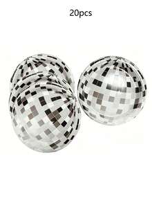 Bộ 20 đĩa ăn chủ đề vũ trường 9 inch và 1 đĩa giấy hình quả cầu disco bạc, bộ đồ dùng tiệc theo phong cách disco thập niên 1970 dành cho khách mời, tiệc mừng em bé, tiệc cưới, quà tặng. - Xem 1