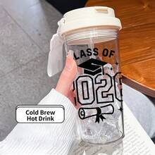 1個/5個 500ml 畢業帽玫瑰印花便攜旅行杯 - PC透明咖啡杯，防漏便攜水瓶附吸管與提繩，適合旅行、健身房、辦公室與學校 - 給畢業生與學生的優質禮物，畢業季冰咖啡理想之選 - 多色-學士帽did it - 查看 15