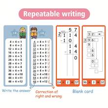 Juego de tarjetas didácticas reutilizables de matemáticas, tarjetas de flashcards de resta y división del 1 al 12, tarjetas de aprendizaje educativas, adecuadas para preescolar y jardín de infantes, Montessori, matemáticas de educación temprana - Multicolor - Ver 6
