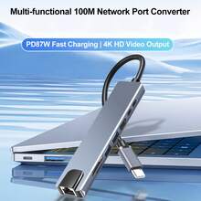 Bộ chia USB C 8 trong 1 đa cổng, Ethernet 4K, USB 3.0, PD 100W, đế nhôm, phù hợp với MacBook/Laptop. - Xem 6