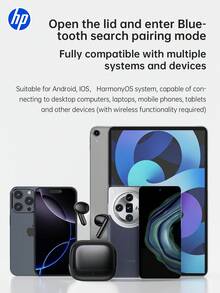 HP 入耳式无线耳机，高清音质，TWS 立体声，AI 通话降噪，IPX4 防水，28 小时超长续航，蓝牙 6.0 自动配对，触控麦克风，兼容所有系统，带麦克风的游戏耳机，优雅礼物，适合暑假、返校季、万圣节等场合。 - 查看 10