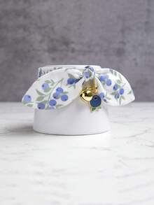 1 pieza Collar de gato con lazo y estampado de frutas de arándanos, collar ajustable para mascotas con campana adecuado para perros y gatos pequeños - Azul - Ver 1