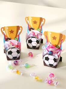 Football Trophy Shaped Party Paper Box, Designed With Trophy And Football Elements, Dynamic And Eye-Catching With A Ceremonial Feel. Made Of Thick Cardboard, Easy To Assemble, Can Store Candies, Snacks Or Event Souvenirs, Suitable For Football Themed Parties, Viewing Gatherings, Fan Activities, Adding Energetic Sports Atmosphere To Event Decor, A Practical And Creative Themed Packaging Item. - View 1