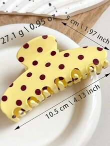 1pc Creamy Yellow With Maroon Dots Large Hair Claw - Strong Hold Nonslip Hair Clip For Thick Hair,Retro Polka Dot Butterfly Hair Claw - Sweet Y2K Style Hair Accessory For Daily Wear & Gifts Summer Outfits Hair Clips Summer Beach Claw Clips - Nhiều màu - Xem 2