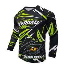 DONUTFOX 2026 Men's Motorcycle Off-Road Long Sleeve Shirt, 3D Animal Eye Pattern Design, Quick-Dry Breathable Riding Top Sports - Green - View 3