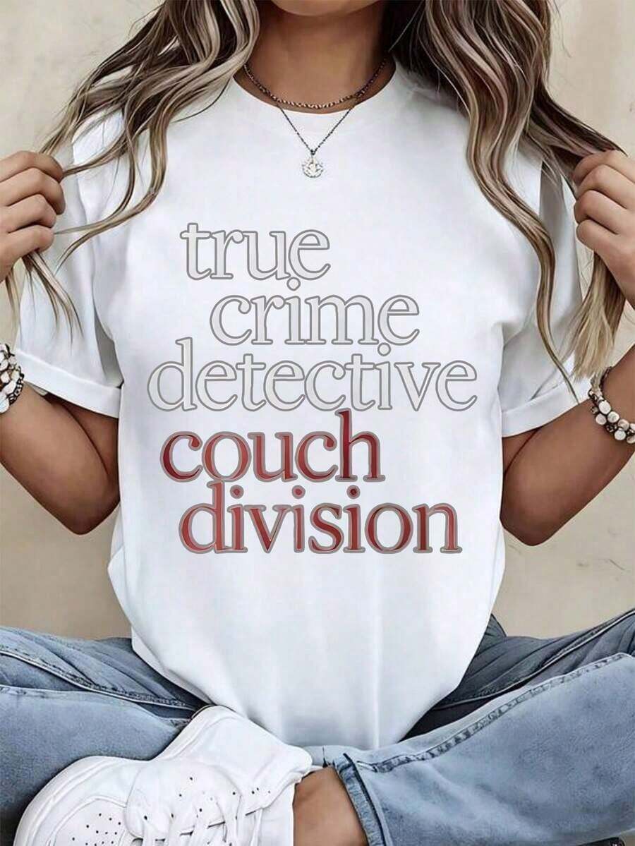 Camiseta de Mujer True Crime Detective Couch DivisionPlayera - Blanco - Ver 1