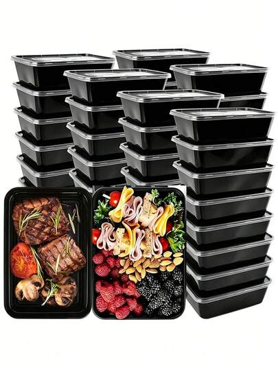 40pcs Leak Proof Prefabricated Meal Box Sets (20 Boxes+20 Lids) -1000ml, Reusable, Stackable Food Storage Box, Suitable For Outdoor Picnics, Home, School, Office, Travel, Back To School, Vacation, Camping, Fruit, Lunch, Dinner,Household Items,Breakfast, Food, Etc. Stackable Kitchen And Outdoor Food Storage, Tidy Kitchen, Healthy And Convenient Outdoor Fresh-Keeping Box,Lunch Box,Serving Trays And Platters,Cake Box,Storage Containers.