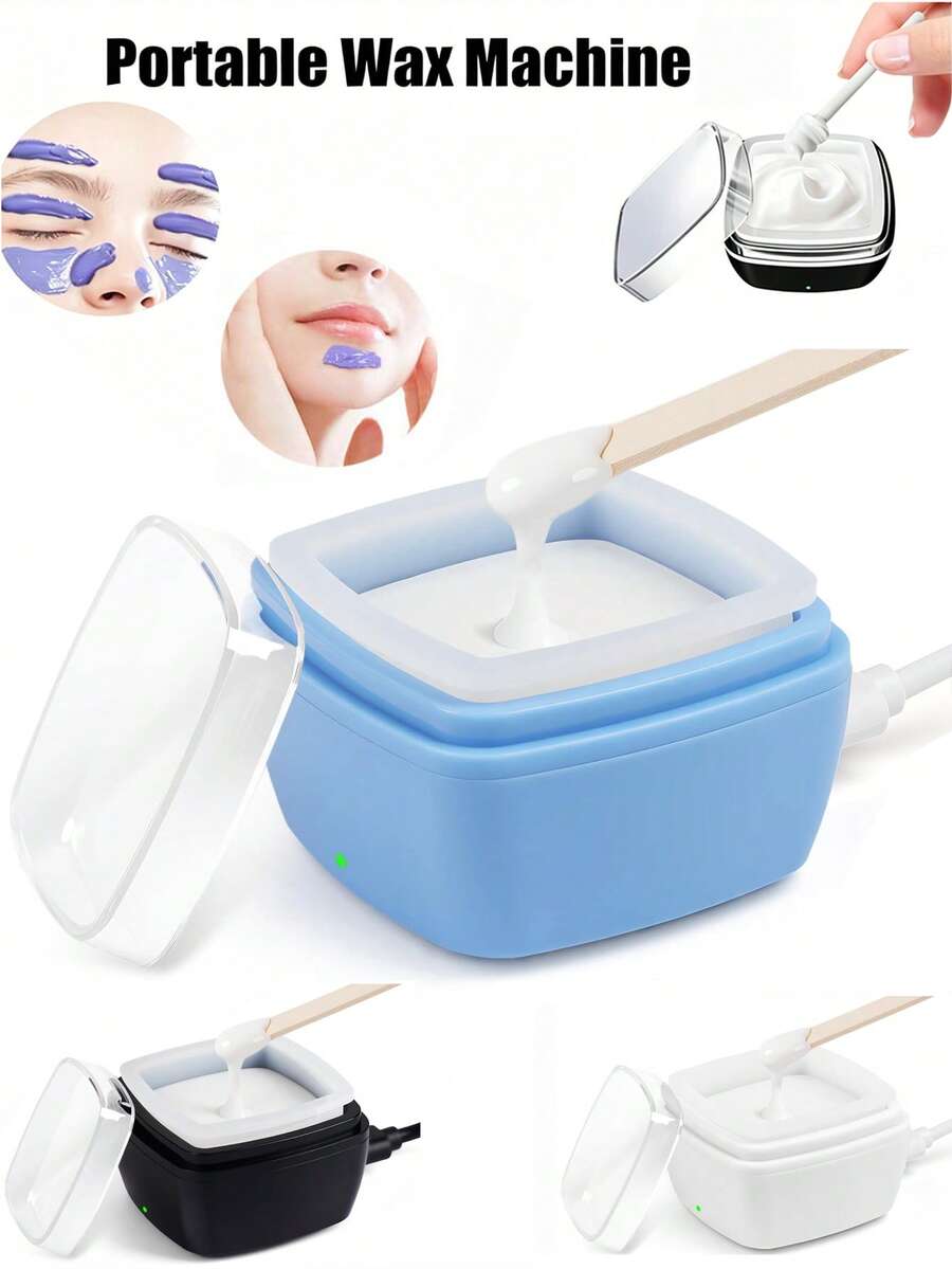 3-In-1 Mini USB Heated Wax Warmer For Eyebrow, Ear, Face, Bikini, Underarm Hair Removal, Compact For Home & Travel Use - 淺藍色 - 查看 1
