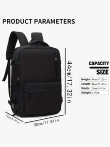 1 Piece Multi-Color Solid Nylon 180° Full Open Large Capacity Shoe Compartment Multi-Pocket Zipper Closure Carry-On Travel Backpack For Air Travel & Vacation - Multicolor - View 9