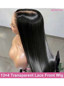 34inch 200% Density 5*5 Put On And Go Pre Cutting Straight Lace Frontal Wig Natural Black Color 13*4 HD Lace Front Wig With Baby Hair Natural Hairline Ear To Ear Pre Plucked Brazilian Virgin Middle Part Wig Human Frontal Hair Weaves Wig Blended Hair - Natural & Black - View 2