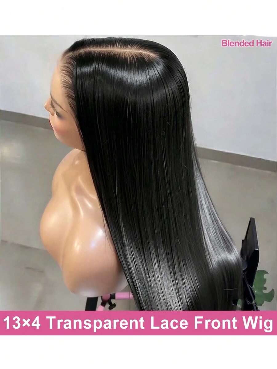 34inch 200% Density 5*5 Put On And Go Pre Cutting Straight Lace Frontal Wig Natural Black Color 13*4 HD Lace Front Wig With Baby Hair Natural Hairline Ear To Ear Pre Plucked Brazilian Virgin Middle Part Wig Human Frontal Hair Weaves Wig Blended Hair