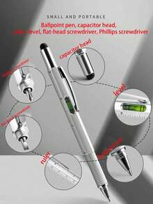 3-In-1 Multifunctional Tool Pen, 6-In-1 Construction Tool Pen, Gift Tool Pen With Ballpoint Pen, Ruler, Stylus, Level, Screwdriver, Small Tool Pen For Men (Black Tool Pen Batch May Vary Slightly In Color, But Does Not Affect Usage) - Upgraded Version - View 8
