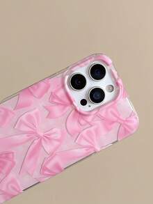 1 Pc, Ins Pink Bowknot Girl Grid Iphonefollowing Iphone17 / Iphone17promax/Iphone16Promax/Iphone15pro/Iphone14 Iphone13/12/11fit As A Family/Friend/Sister/Girlfriend's Valentine'sday Gift/Birthday Gift/Mother's Day Gift. - Pink - View 7