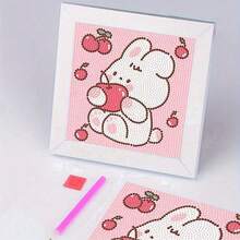 Kit de pintura de diamante DIY com desenho de animal - 1 peça - Gemas acrílicas redondas, artesanato e bordado para decoração de parede - Multicolorido - Ver 9