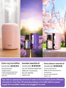300ml USB Powered Colorful LED Light Humidifier, Suitable For Home, Office, Car, Multiple Colors Available, Daily Humidification, Prevent Dryness, Car Accessories, Electric Aroma Diffuser, Car Air Freshener - Cylinder - View 22