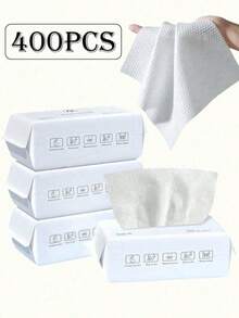 400/200/100/50入拋棄式洗臉巾，加厚加大面巾，柔軟卸妝棉，乾用，護膚卸妝配件，適合敏感肌，不織布材質，乾濕兩用，柔軟面巾，海邊度假必備，旅行方便。返校旅行必備。 - 白色 - 查看 1