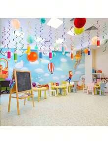 24pcs Rainbow Classroom Decor Hanging Ornaments - Colorful Ceiling Garland With Pencil Patterns, Suitable For Classroom, Party, Graduation, Birthday Decoration, Battery-Free, Easy To Hang, Classroom Decor, Decorative Wreath - Multicolor - View 7
