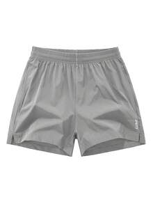 Quần short thể thao nam thường ngày, quần chạy bộ, tập thể dục, bóng rổ mùa hè, túi khóa kéo, in hình cá nhân, dây rút eo, phù hợp cho các hoạt động ngoài trời và thể thao thường ngày. - Màu Xám nhạt - Xem 2