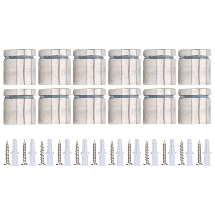12 tornillos separadores de 25x25 mm de acero inoxidable para letreros publicitarios de pared y marcos de fotos. - 12 piezas - Ver 1