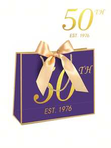 Bolsas de papel para regalo de aniversario de cumpleaños 18/30/40/50/60/70, unisex, elegantes bolsas de papel de compras para regalo en negro y dorado, bolsas tote de compras para regalo de fiesta de aniversario, decoración creativa, bolsas de papel de compras para empaque de regalo - Multicolor 8 - Ver 9