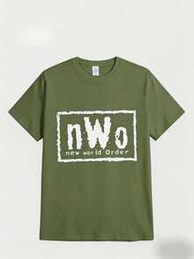 100 Percent CottonSports 's Casual Round Neck Tee Official  Nwo T-Shirt Nwo New World Order Casual Digital Print Pure Heavy Cotton T Shirtmanfinity Men - 綠色 - 查看 13