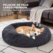 Cama con Forma de Dona para Perro Antideslizante y mullida en Piel Peluda autocalentable Lavable a máquina - 60 cm - Ver 3