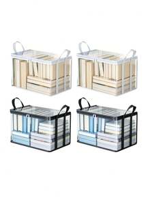 1/2pcs Portable Transparent PVC Storage Bag, Multi-Functional Organizer Box With Backpack Strap, Zipper And Handle, Durable Rectangular Large Capacity Storage Bag For Clothes, Books, Toys And More - Multicolor - View 2