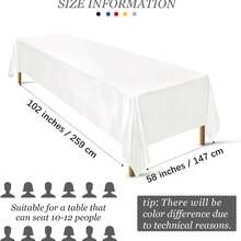 1 chiếc khăn trải bàn hình chữ nhật bằng vải satin, kích thước 102 x 58 inch, chất liệu vải mềm mịn như lụa, thích hợp cho bàn hình chữ nhật, các bữa tiệc, ngày lễ, đám cưới, tiệc chiêu đãi, trang trí bàn cà phê. - Nhiều màu - Xem 8