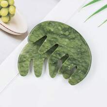 1把天然石梳，用于头皮按摩、刮痧，呵护头部和头发健康，放松身心。多功能手持按摩工具。理想的家用或专业按摩器。 - 彩色 - 查看 5