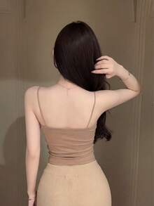 Áo hai dây ngắn gợi cảm với thiết kế trễ vai xếp ly. - Lạc đà - Xem 3