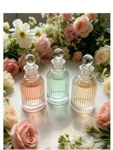 6/3/1pc Creative Vertical Striped Glass Perfume Spray Bottle, Suitable For Home-Made Perfume Sample Gift Packaging Display Bottle, Business Travel Outdoor Makeup Moisturizing Spray Bottle, Minimalist Portable Large Capacity Travel Refillable Bottle, Refillable Bottle And Storage Bottle - Multicolor - View 9